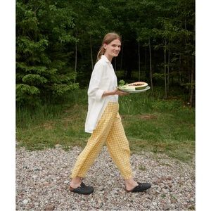 Linenfox Frankie yellow gingham pants xs